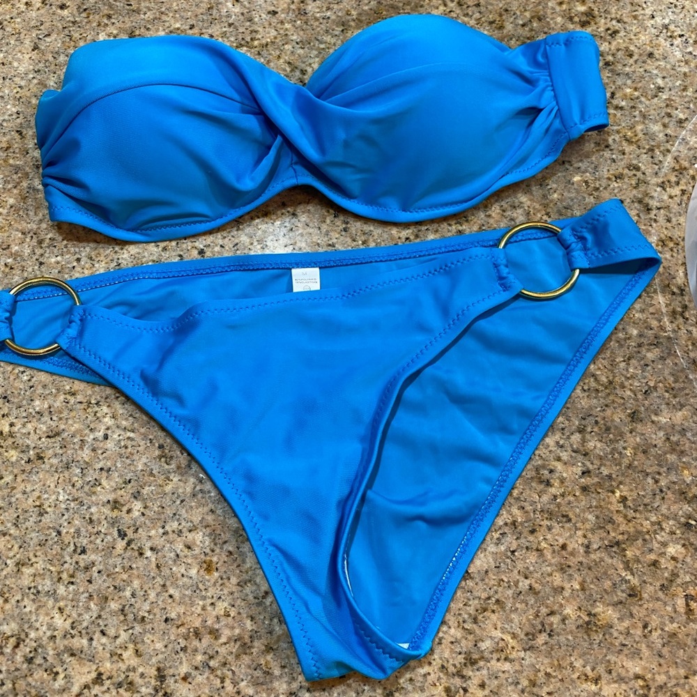 Twist bandeau teal bikini top &  bottom by Wish.